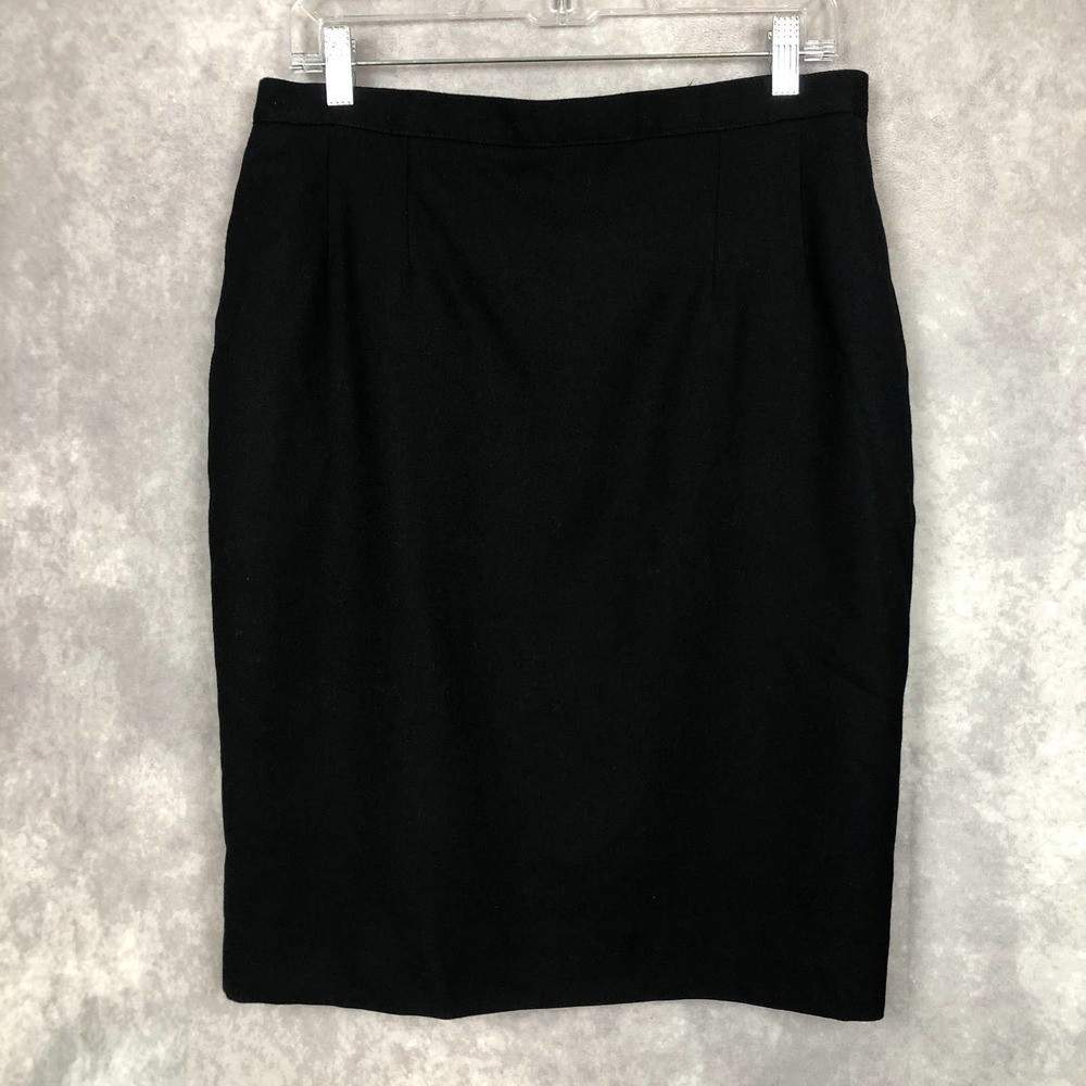 Talbots‎ 100% Wool Lined Skirt Pockets Black Made in USA Work Office Size 8P